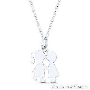 Kissing Boy & Girl! Love Celebration Charm Pendant in .925 Sterling Silver